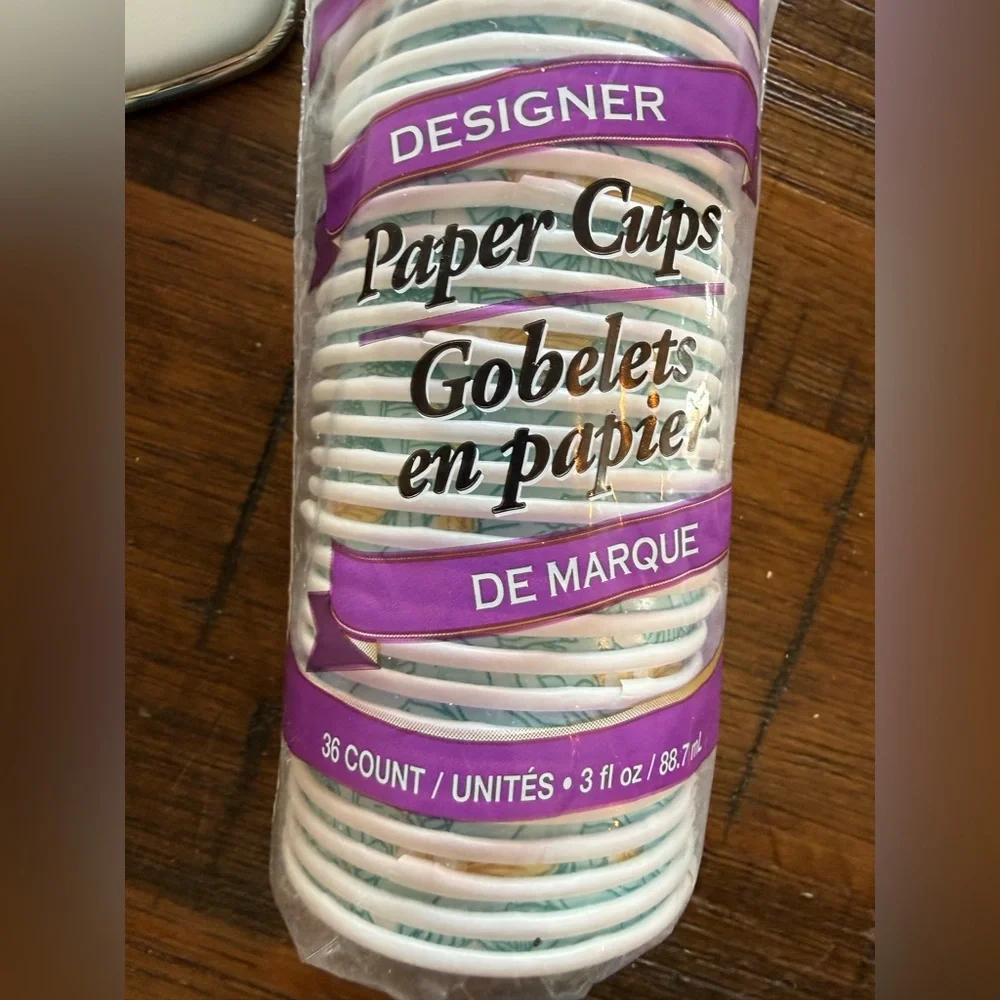 Paper Cup Dispenser Holder w/ 36 Designer 3oz Cups Floral Bathroom Kitchen Set